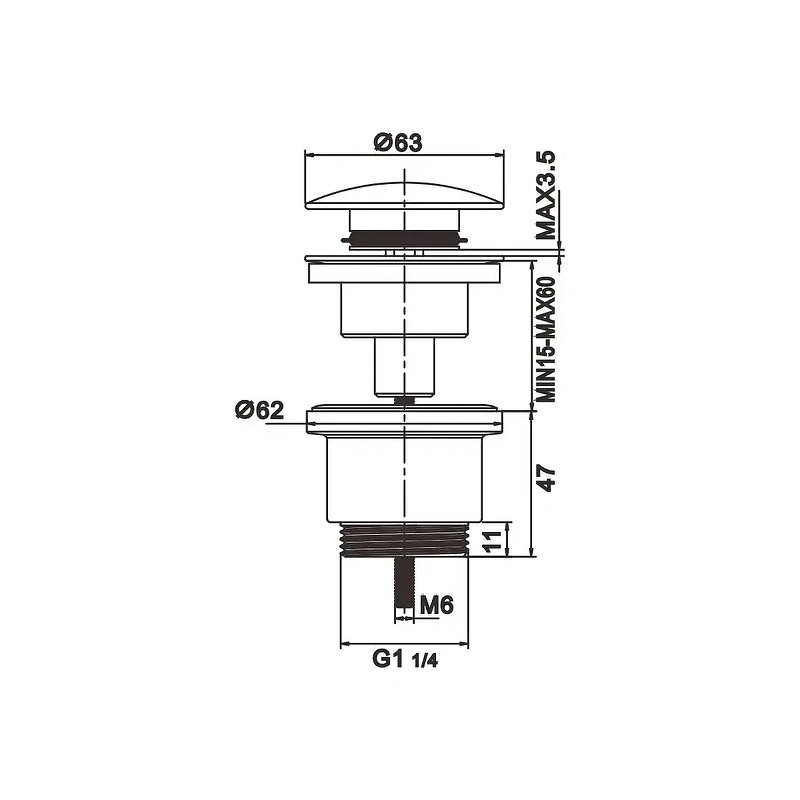 Донный клапан Rose RS31 цвет Хром