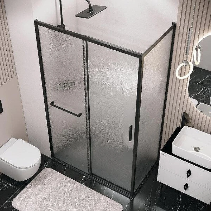 Душевой уголок Grossman Style 120x100 L 120.K33.05.1210.21.02 профиль Черный матовый стекло шиншилла