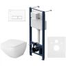 Комплект унитаза с инсталляцией AM.PM Inspire V2.0 FlashClean IS47001.50A1700 с сиденьем Микролифт и Белой клавишей смыва фарфор подвесной