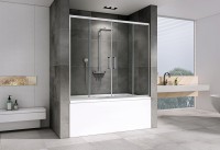 Шторка на ванну Abber Schwarzer Diamant 170х140 AG57170 профиль Хром стекло прозрачное