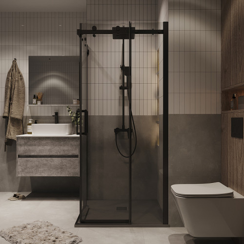 Душевой уголок Grossman Classic 100х100 300.K33.04.1010.21.00 профиль Черный матовый стекло прозрачное