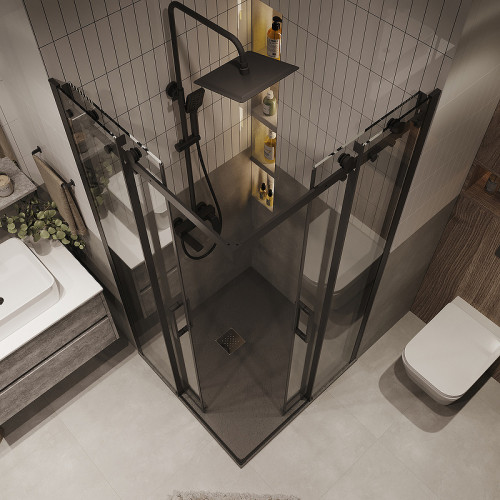 Душевой уголок Grossman Classic 100х100 300.K33.04.1010.21.00 профиль Черный матовый стекло прозрачное