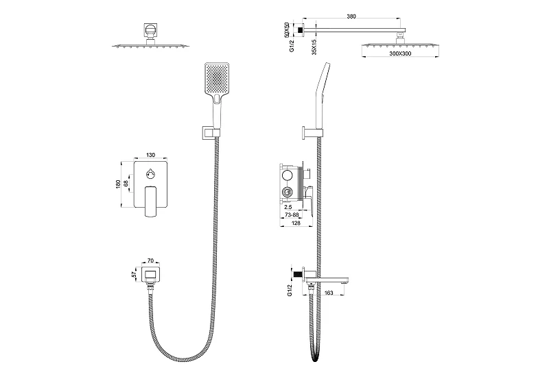 Душевая система Wonzon & Woghand Edge WW-88939003-MB цвет Черный матовый
