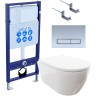 Комплект унитаза с инсталляцией Aquatek Set Aquatek Поларис-027 4в1 с сиденьем Микролифт и клавишей смыва Никель фарфор подвесной