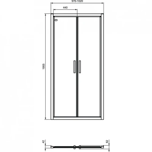 Душевая дверь Ideal Standard Connect 2 100 K9296V3 профиль Silk Black / Черный шелк стекло прозрачное