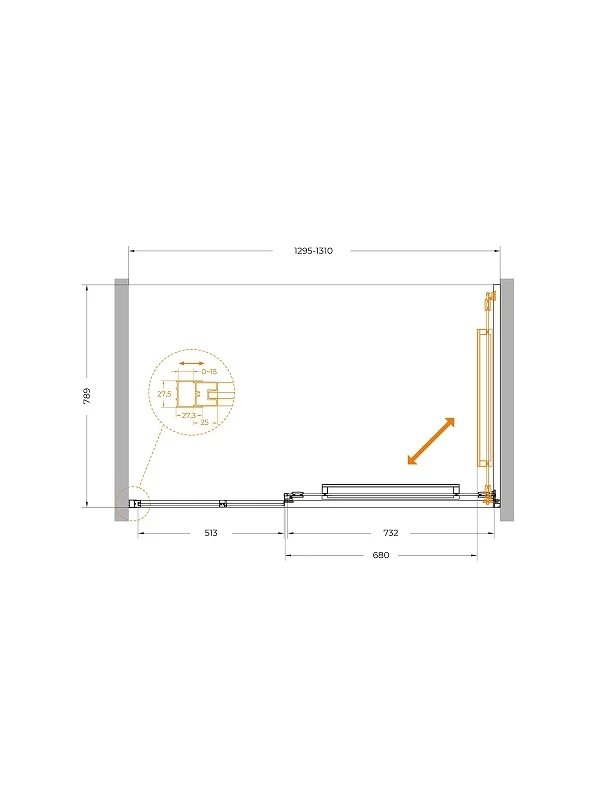 Душевая дверь Cezares Lux 130 LUX-B-FS-11-130-C-CR профиль Хром стекло прозрачное