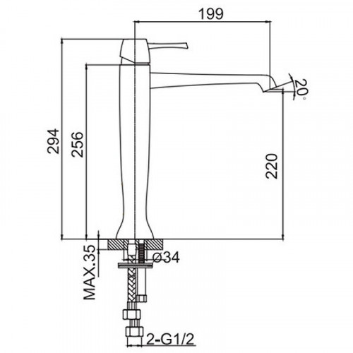 Смеситель для раковины Caprigo Diamante 50-023-crm Хром латунь