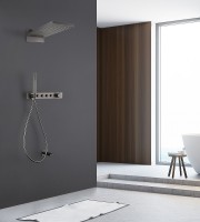 Душевая система Abber Rund AF8753NG с термостатом Никель латунь встраиваемый