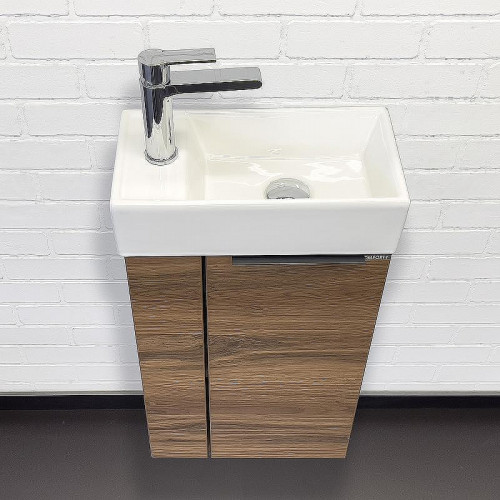 Тумба с раковиной Comforty Матэ 40 00-00015325 подвесная Дуб темно-коричневый