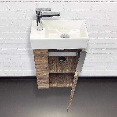 Тумба с раковиной Comforty Матэ 40 00-00015325 подвесная Дуб темно-коричневый