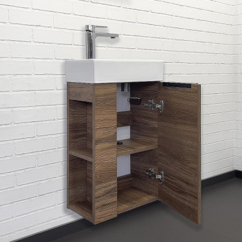 Тумба с раковиной Comforty Матэ 40 00-00015325 подвесная Дуб темно-коричневый