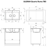 Кухонная мойка Ulgran Quartz Ruma 780-09 Асфальт искусственный камень (литьевой мрамор) встраиваемый