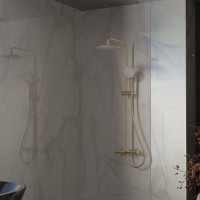 Душевая система Vincea Rondo VSFS-1R1BG Брашированное золото латунь на стену