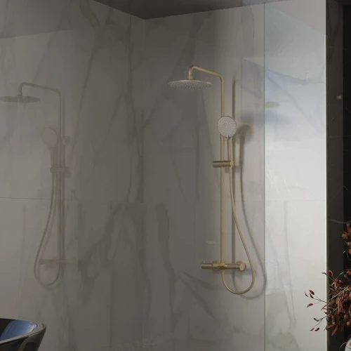 Душевая система Vincea Rondo VSFS-1R1BG Брашированное золото латунь на стену