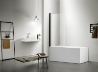 Шторка на ванну Aquatek 80х150 AQ DEL SBA 08015BL профиль Черный стекло прозрачное
