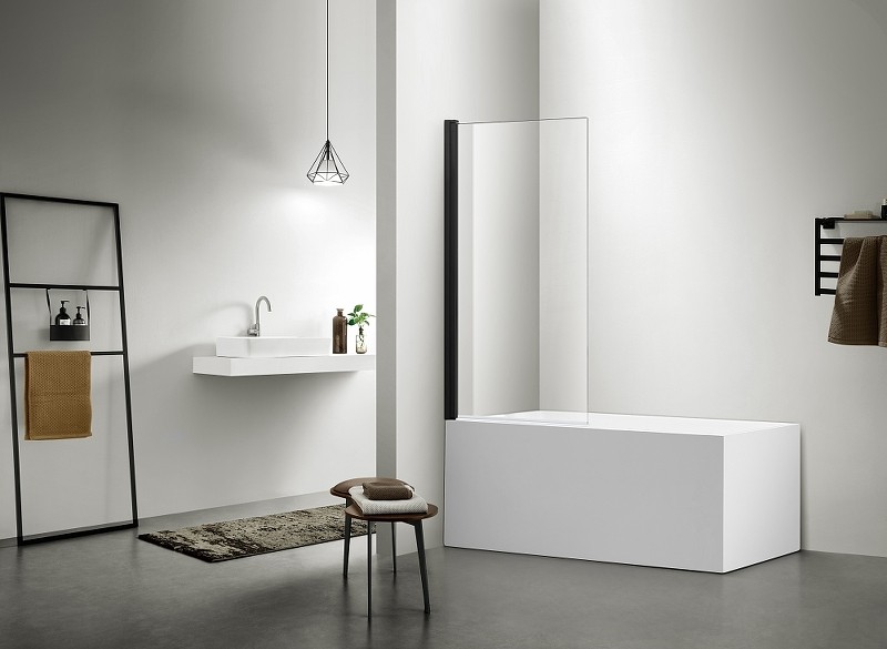 Шторка на ванну Aquatek 80х150 AQ DEL SBA 08015BL профиль Черный стекло прозрачное