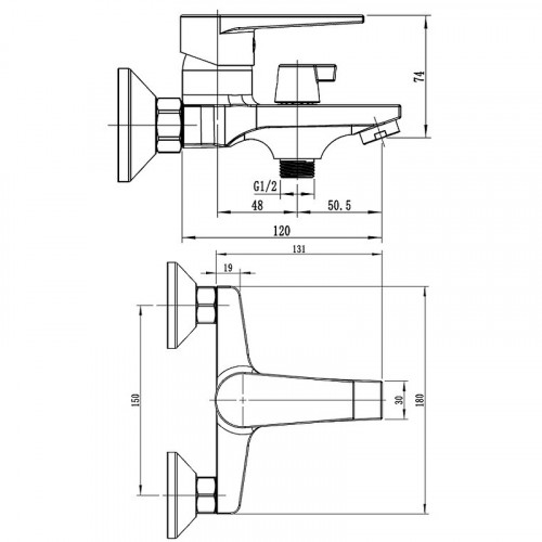 Смеситель для ванны ESKO Budapest BT54 Хром латунь на стену