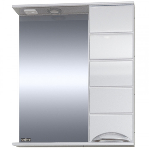 Зеркало со шкафом СанТа Родос 60 R 106016 с подсветкой Белое МДФ / ЛДСП, стекло