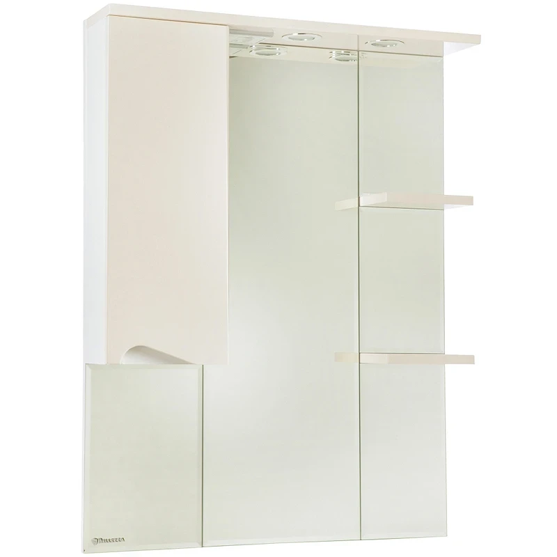 Зеркало со шкафом Bellezza Эйфория 80 L 4619113002076 с подсветкой Бежевое МДФ / ЛДСП, стекло