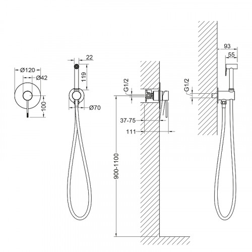 Гигиенический душ со смесителем Timo Saona 2389/16SM Белый матовый латунь встраиваемый