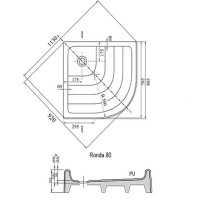Акриловый поддон для душа Ravak Ronda 80х80 PU A204001120 Белый