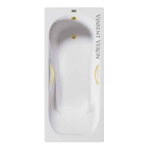 Чугунная ванна Vinsent Veron Aura 180x80 VAU1808045H/VH0015MGD цвет Белый с дугообразными ручками матовое золото
