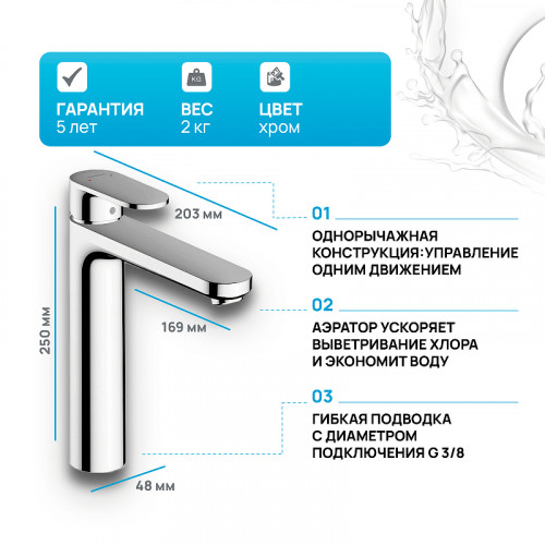 Смеситель для раковины Hansgrohe Vernis Blend 71552000 Хром латунь