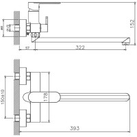Смеситель для ванны Haiba HB22590-7 универсальный Черный на стену