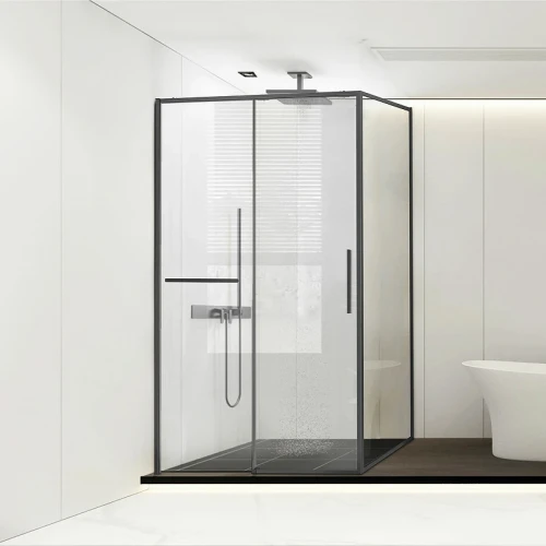Душевой уголок Vincea Slim Soft 110x90 VSR-1SS9011CLGM профиль Вороненая сталь стекло прозрачное
