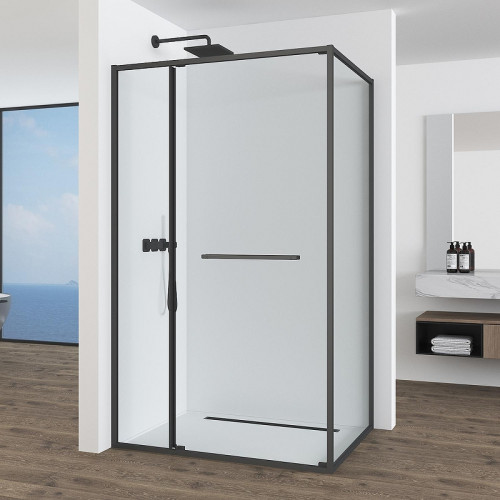 Душевой уголок Black&amp;White S1180-1290GM 120x90 11801290GM профиль оружейная сталь стекло прозрачное