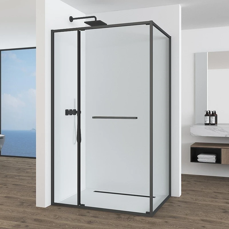 Душевой уголок Black&White S1180-1290GM 120x90 11801290GM профиль оружейная сталь стекло прозрачное