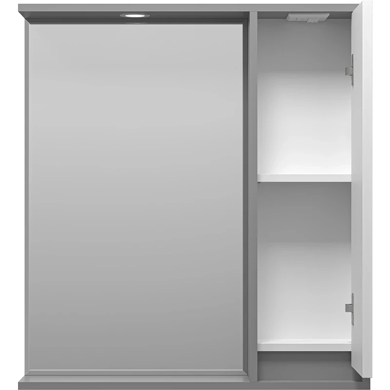 Зеркало со шкафом Brevita Balaton 75 R BAL-04075-01-01П с подсветкой Белое матовое Серое матовое МДФ / ЛДСП, стекло