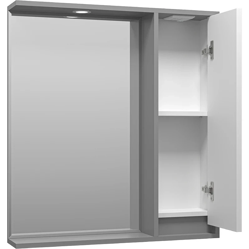 Зеркало со шкафом Brevita Balaton 75 R BAL-04075-01-01П с подсветкой Белое матовое Серое матовое МДФ / ЛДСП, стекло