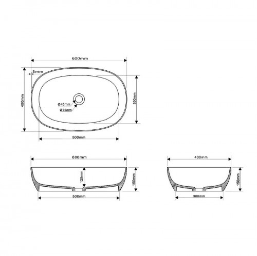 Раковина-чаша Abber Stein 60  AS2633 цвет Белый матовый