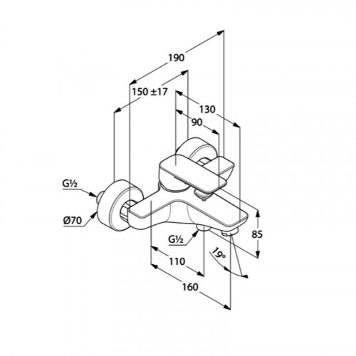 Смеситель для ванны Kludi Pure Style 406813975 Черный матовый латунь на стену