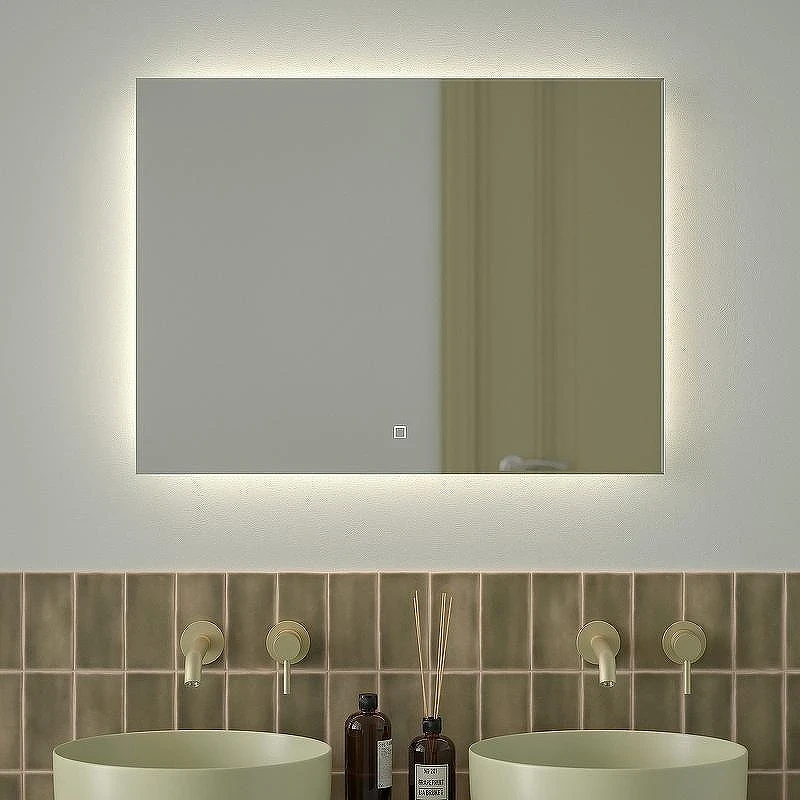 Зеркало Defesto Glow 80х60 DF 2507SH с подсветкой 25W-4500К/с фацетом/Сенсорный выключатель/Нейтральный белый свет