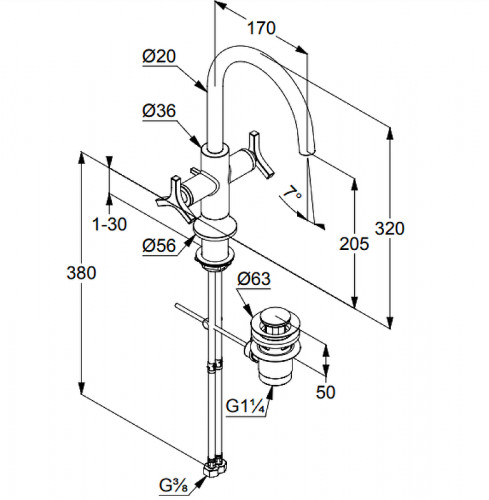 Смеситель для раковины Kludi Nova Fonte 201180539 Хром латунь