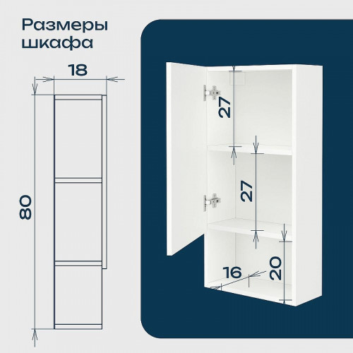 Подвесной шкаф DIWO Тула 40 TUL.SP.40-80/P/W над стиральной машиной цвет Белый