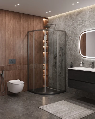 Душевой уголок Cezares Molveno 90x90 MOLVENO-R-2-90-C-GM-IV профиль Оружейная сталь стекло прозрачное