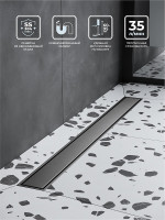 Душевой лоток BelBagno Марина (Marino) BB-LD-MARINO-80-GM с решеткой цвет Оружейная сталь / под плитку