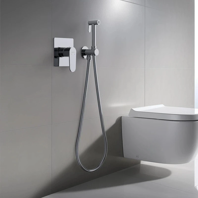 Гигиенический душ со смесителем Aquatek Оберон AQ1219CR Хром латунь встраиваемый