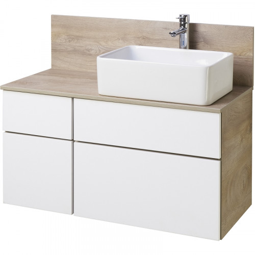 Тумба под раковину Aquaton Мишель 100 1A244101MIX40 подвесная Дуб эндгрейн Белая МДФ / ЛДСП