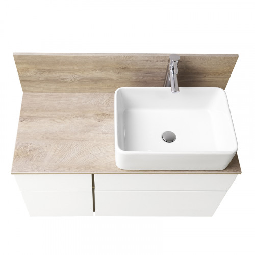 Тумба под раковину Aquaton Мишель 100 1A244101MIX40 подвесная Дуб эндгрейн Белая МДФ / ЛДСП