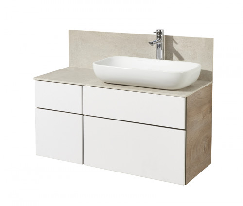 Тумба под раковину Aquaton Мишель 100 1A244101MIX40 подвесная Дуб эндгрейн Белая МДФ / ЛДСП