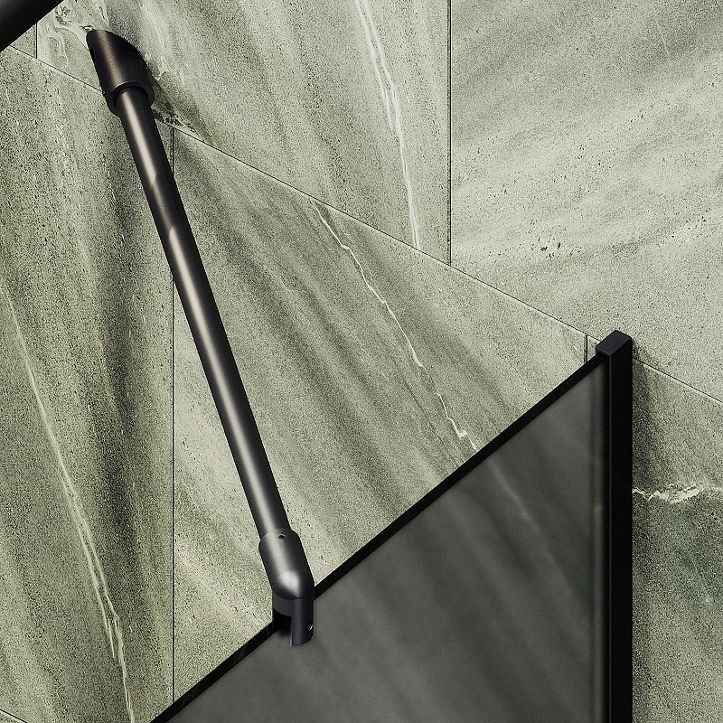 Шторка на ванну Maybah Glass MGV-133-6у 440x1400 в узком профиле Черный стекло графитовое матовое