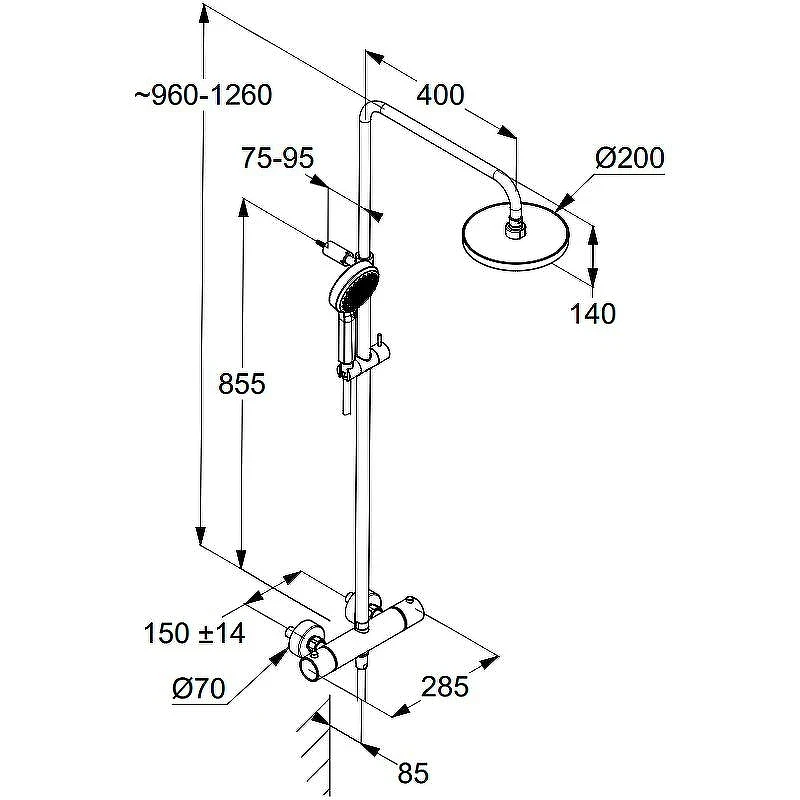 Душевая система Kludi Dive Dual Shower System 6807939-00 с термостатом Черная матовая