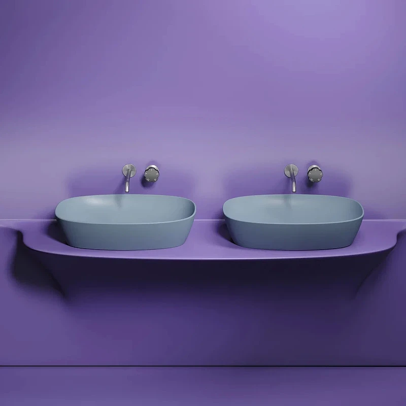 Раковина-чаша Ceramicanova Element 60 CN6049MHL Серо-голубая матовая фарфор накладная