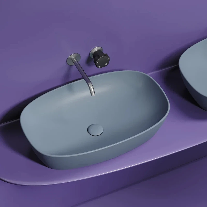Раковина-чаша Ceramicanova Element 60 CN6049MHL Серо-голубая матовая фарфор накладная