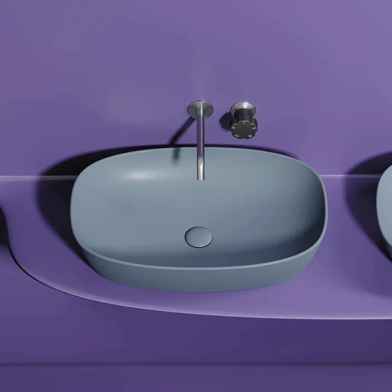 Раковина-чаша Ceramicanova Element 60 CN6049MHL Серо-голубая матовая фарфор накладная