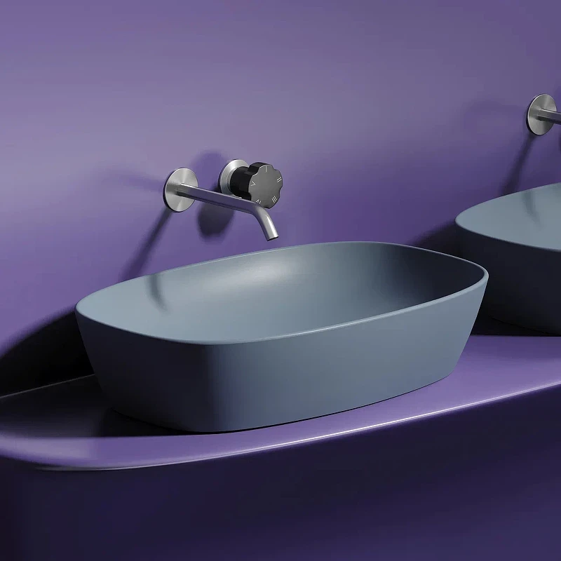 Раковина-чаша Ceramicanova Element 60 CN6049MHL Серо-голубая матовая фарфор накладная